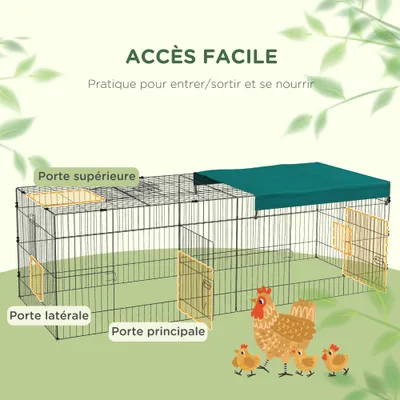 PawHut - Enclos Petits Animaux avec Zone Couverte - Vert