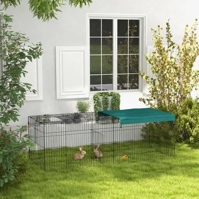 PawHut - Enclos Petits Animaux avec Zone Couverte - Vert PawHut - Enclos Petits Animaux avec Zone Couverte - Vert