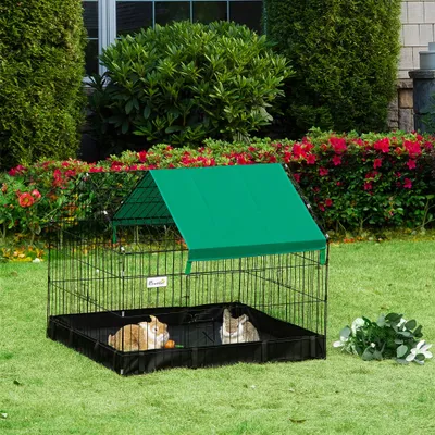 PawHut - Cage parc rongeurs bâche imperméable H.75 cm - vert