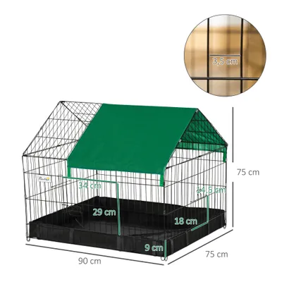 PawHut - Cage enclos rongeur 90L x 75l x 75H cm bâche de sol/toit