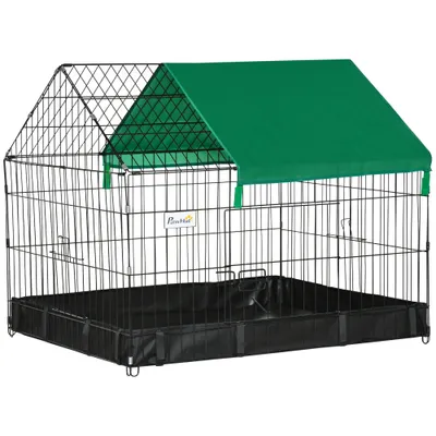 PawHut - Cage parc rongeurs bâche imperméable H.75 cm - vert
