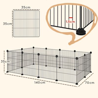 PawHut - Cage parc enclos animaux bords arrondis fil métallique noir