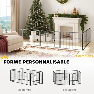 PawHut - Parc enclos chien modulable pliable 6 panneaux acier noir