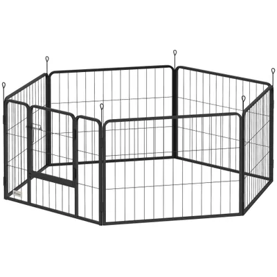 PawHut - Parc enclos chien modulable pliable 6 panneaux acier noir