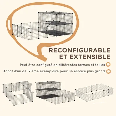 PawHut - cage rongeurs modulable 2 étages H.70 cm - noir PawHut - cage rongeurs modulable 2 étages H.70 cm - noir
