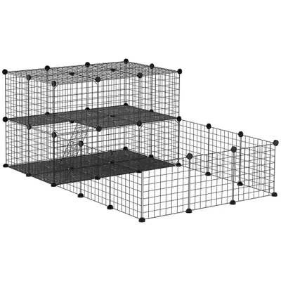 PawHut - cage rongeurs modulable 2 étages H.70 cm - noir