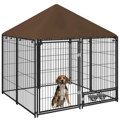 PawHut - chenil chien support & toit imperméable H.151 cm - noir