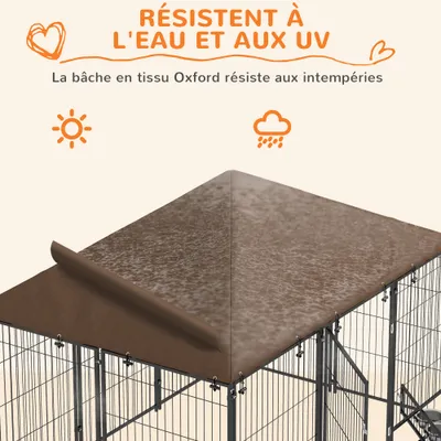 PawHut - Chenil extérieur supports gamelles rotatifs - H.100 cm - noir PawHut - Chenil extérieur supports gamelles rotatifs - H.100 cm - noir