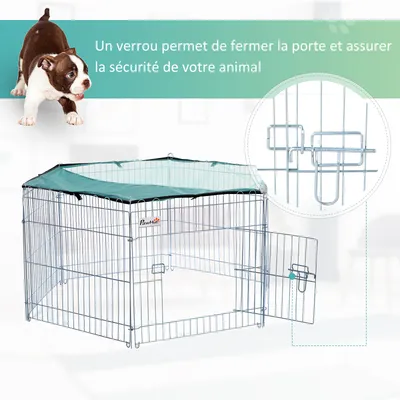 PawHut - parc modulable pour chiens H.60 cm - Argent