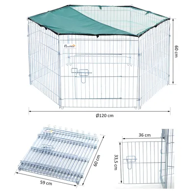 PawHut ? Parc enclos modulable acier 6 panneaux porte gris vert