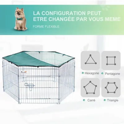 PawHut - parc modulable pour chiens H.60 cm - Argent