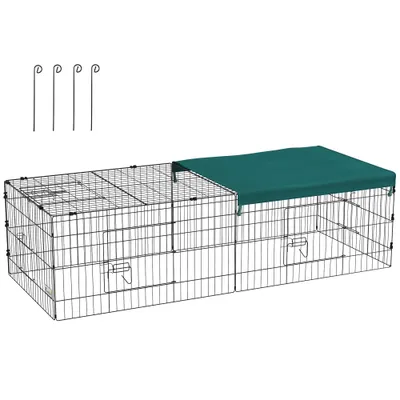 PawHut - Parc enclos modulable acier avec bache 185 x 75 x 50 cm vert