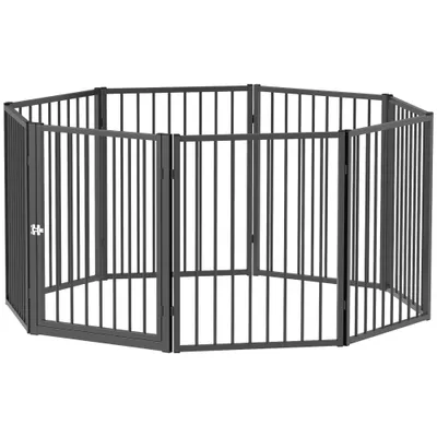 PawHut - Parc enclos chien modulable pliable 8 panneaux acier noir