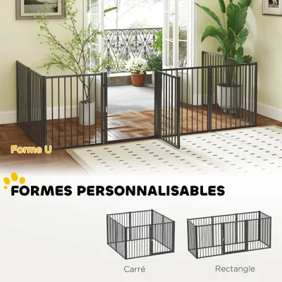 PawHut - parc chien modulable pliable porte verrouillable H.76 cm - noir PawHut - parc chien modulable pliable porte verrouillable H.76 cm - noir
