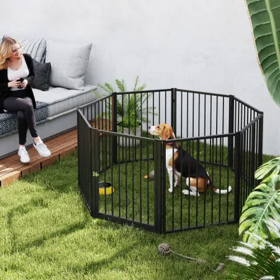 PawHut - parc chien modulable pliable porte verrouillable H.76 cm - noir PawHut - parc chien modulable pliable porte verrouillable H.76 cm - noir