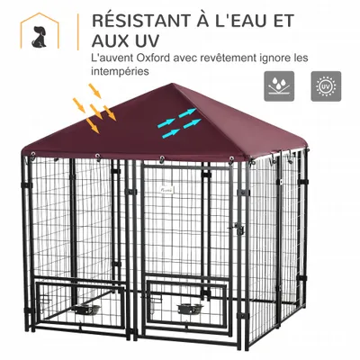 PawHut - enclos extérieur chien avec toile anti-UV - noir