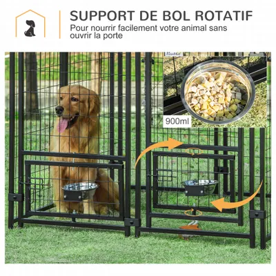 PawHut - enclos extérieur chien avec toile anti-UV - noir PawHut - enclos extérieur chien avec toile anti-UV - noir