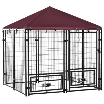PawHut - enclos extérieur chien avec toile anti-UV - noir