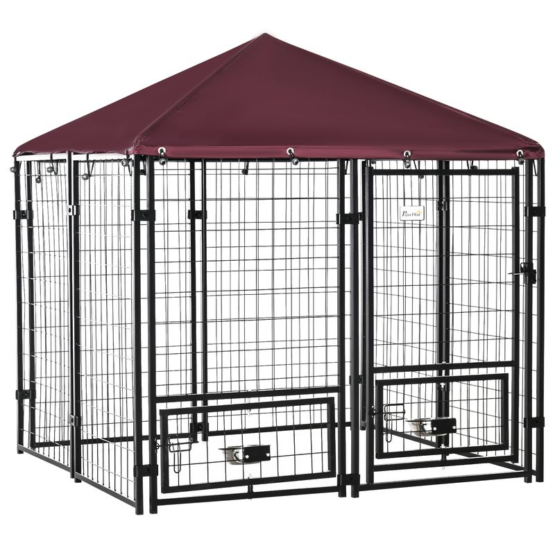 PawHut - enclos extérieur chien avec toile anti-UV - noir