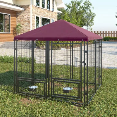 PawHut - enclos extérieur chien avec toile anti-UV - noir
