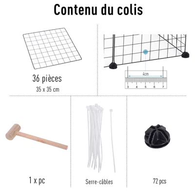 PawHut - parc enclos modulable 2 niveaux H.73 cm - noir
