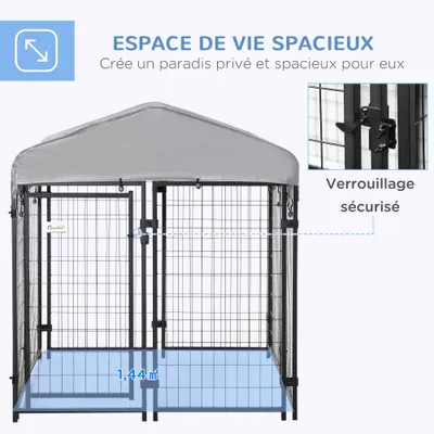 PawHut - Chenil couvert verrouillable H.138 cm - Noir PawHut - Chenil couvert verrouillable H.138 cm - Noir