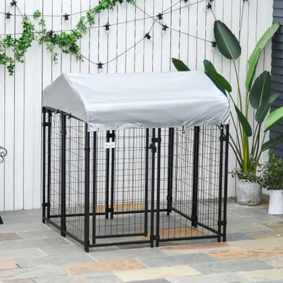 PawHut - Chenil couvert verrouillable H.138 cm - Noir PawHut - Chenil couvert verrouillable H.138 cm - Noir