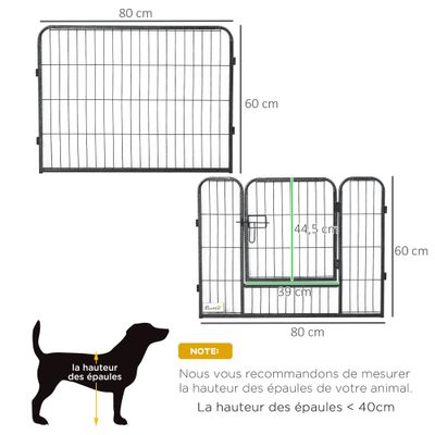 PawHut ? Parc enclos modulable 2 portes 12 panneaux acier noir