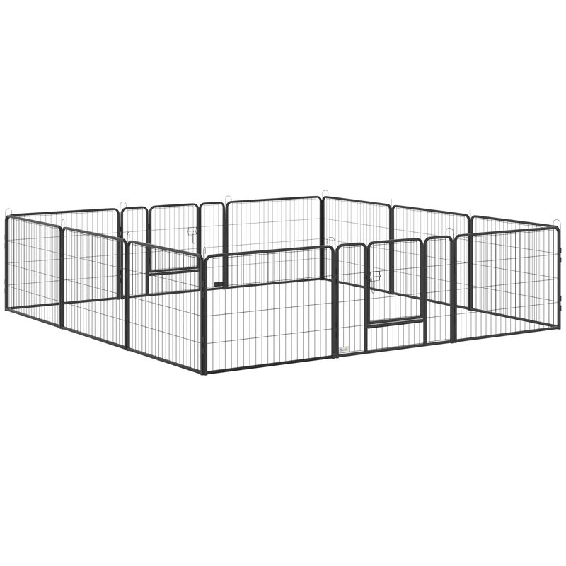 PawHut - Enclos modulable 2 portes - noi