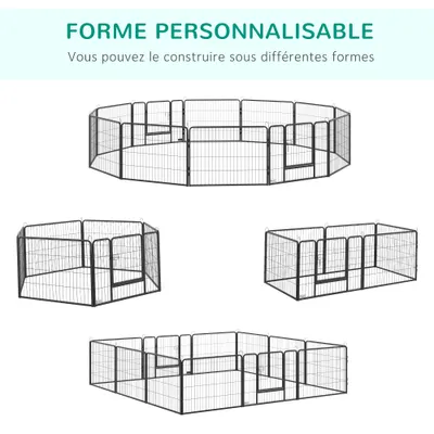 PawHut - Enclos modulable 2 portes - noi