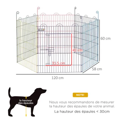 PawHut - parc chien modulable 6 panneaux H.60 cm - multicolore
