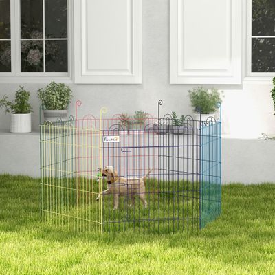 PawHut - Parc enclos modulable chien porte verrouillable 6 panneaux