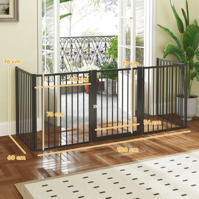 PawHut - Parc enclos chien modulable pliable 5 panneaux acier noir