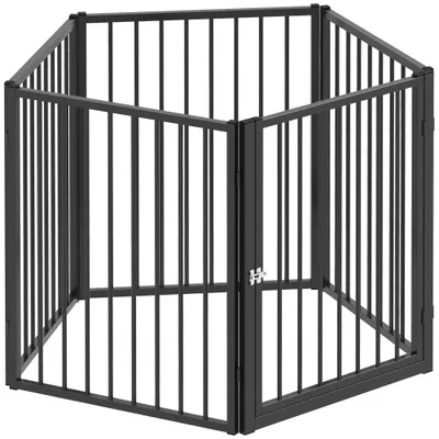 PawHut - Parc enclos chien modulable pliable 5 panneaux acier noir