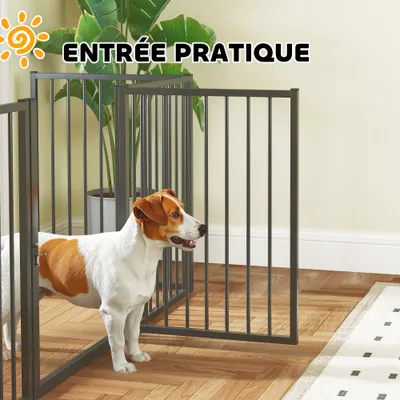 PawHut - enclos chien modulable verrouillable H.76 cm - noir PawHut - enclos chien modulable verrouillable H.76 cm - noir