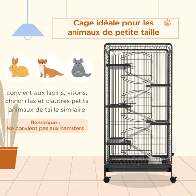 PawHut - cage roulante multi-équipement - noir PawHut - cage roulante multi-équipement - noir
