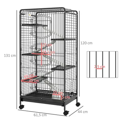 PawHut - cage roulante multi-équipement - noir PawHut - cage roulante multi-équipement - noir
