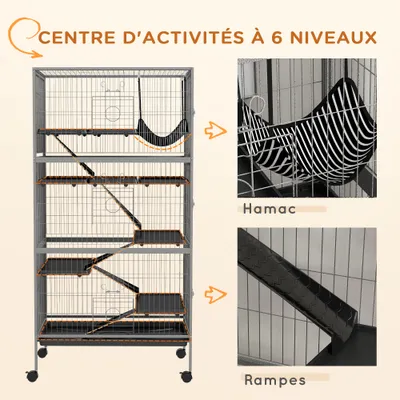PawHut - Cage Rongeurs Multi-Équipement H.159 cm - Gris PawHut - Cage Rongeurs Multi-Équipement H.159 cm - Gris