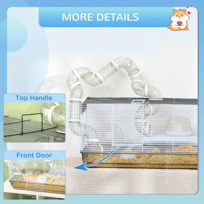 PawHut - Cage Hamster avec Tunnel et Accessoires H.31 cm - Gris PawHut - Cage Hamster avec Tunnel et Accessoires H.31 cm - Gris