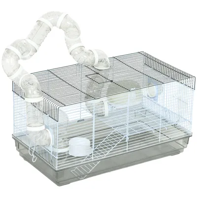 PawHut - Cage Hamster avec Tunnel et Accessoires H.31 cm - Gris PawHut - Cage Hamster avec Tunnel et Accessoires H.31 cm - Gris