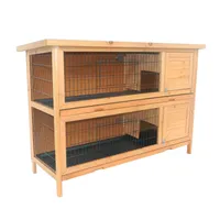 PawHut - Clapier sur pieds 2 niv. plateaux déjections 4 portes bois