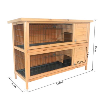 PawHut - Clapier sur pieds 2 niv. plateaux déjections 4 portes bois