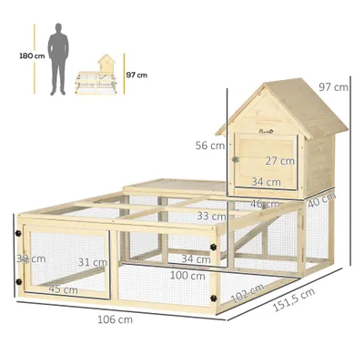 PawHut - Clapier lapin multi-équipement H.97 cm