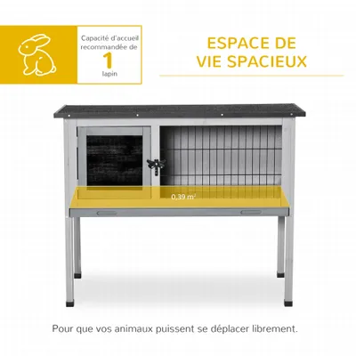 PawHut - Clapier lapin plateau coulissant H.70 cm - gris