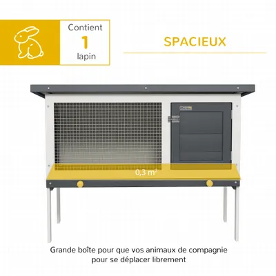 PawHut - clapier lapin niche intégrée H.65 cm - Multicolore