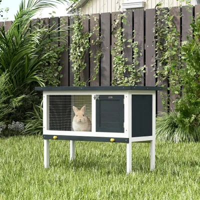 PawHut - clapier lapin niche intégrée H.65 cm - Multicolore