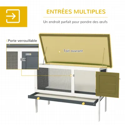 PawHut - clapier lapin niche intégrée H.65 cm - Multicolore