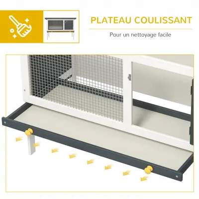 PawHut - clapier lapin niche intégrée H.65 cm - Multicolore