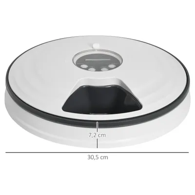 PawHut - Distributeur auto programmable 6C H.7.2 cm - blanc