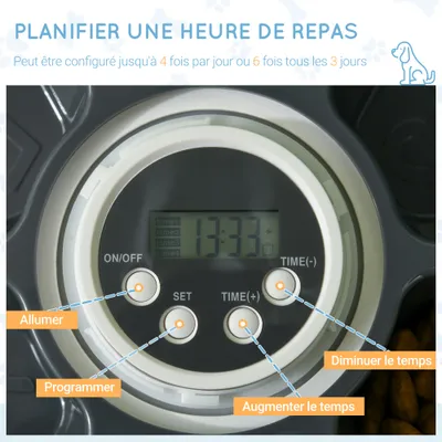 PawHut - Distributeur auto programmable 6C H.7.2 cm - blanc